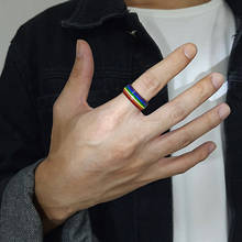 316L Титан 8 мм Нержавеющая сталь эмалью с изображением ЛГБТ-радуги кольцо гордости для лесбиянок флаг ЛГБТ Обручение группа 2024 - купить недорого