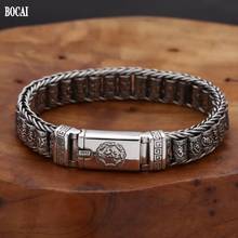 BOCAI-pulsera de 100% sólida para hombre, joyería de plata S925 auténtica, tejido a mano, rodillo de mantra giratorio de seis personajes, retro, personalidad 2024 - compra barato