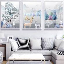 Popular Modern Three-dimensional Abstract Tree Deer Living Room Decorative Canvas Painting Oil Painting Canvas Wall Art Winter 2024 - buy cheap