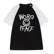 T-shirt Casual Dress for Girls Lace Sleeve Dresses for Mother and Kids Parent Child Outfit Letter Printing Children's Clothes 2024 - buy cheap