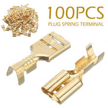 100pcs 6.3mm Female Crimp Terminal Connector Gold Brass Car Speaker Electric Wire Connectors Set 2024 - buy cheap