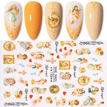 3D Nail Stickers Angel Flower Pattern Nail Art Decoration Angel Design Transfer Stickers Nail Decals Slider Wraps 2024 - buy cheap