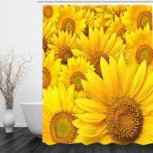 Yellow Sunflower Ocean Beach Shower Curtains with Hooks Waterproof Bathroom Decor Boys Gifts 2024 - buy cheap