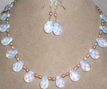 Jewelry Free Shipping  NEW Pink pearl & opal necklace & earring set 20" 2024 - buy cheap