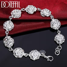Doteffil pulseira de prata esterlina 925, com flor de rosa para mulheres, joia estilosa de casamento, noivado 2024 - compre barato