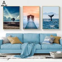 Whale Tail Decoration Blue Ocean Posters Desert Tree Canvas Painting Prints Modern Wall Art Picture Home Living Room Decals 2024 - buy cheap