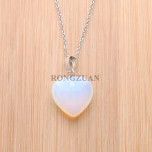 RONGZUAN Natural White Opal Gem Stone Lovers Love Heart Bead Reiki Chakra Healing Pendant Necklace Jewelry TN3435 2024 - buy cheap