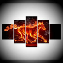 The fire of horse art wallpaper 5 Panels HD Print Art modern Modular Poster art Canvas painting for Living Room Home Decor 2024 - buy cheap