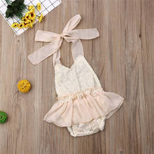 0-24M Newborn Baby Girl Beige Lace Floral Romper Dress Halter Romper Jumpsuit Outfits Clothes Summer Infant Baby Clothes 2024 - buy cheap