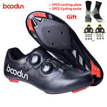 BOODUN-zapatos de ciclismo de carretera para hombre, zapatillas de cuero ultraligeras, transpirables, con autosujeción, profesionales 2024 - compra barato