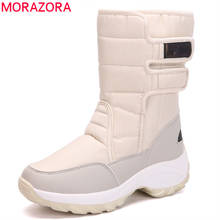 MORAZORA 2022 snow boots Waterproof non-slip thick fur warm winter shoes round toe flat platform boots women ankle boots 2024 - buy cheap