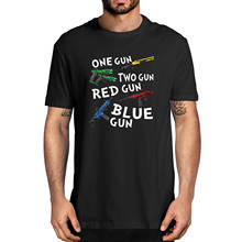 Unisex Fashion Summer One Gun Two Gun Red Gun Blue Gun Funny Gift Tshirt Men's 100% Cotton Novelty T-Shirt Humor Women Top Tee 2024 - buy cheap