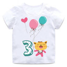 Crianças aniversário número 1 9 9 animal dos desenhos animados camisa crianças roupas camiseta meninos e meninas presente de aniversário roupas de bebê 3-9 anos de idade 2024 - compre barato