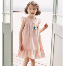 Элегантное розовое Хлопковое платье принцессы для девочек 4 - 14 лет с оборками Вечерние платья Детские платья 2020 летняя одежда в Корейском стиле для больших девочек 2024 - купить недорого