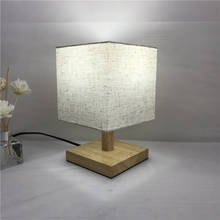 Luminária de mesa em linho moderna, abajur com luzes led para sala de estar, quarto, decoração de madeira