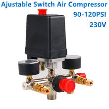 Compressor de ar, válvula interruptora, regulador de alívio, calibre 90-120psi 230-220v, suporte de liga de alumínio 2024 - compre barato