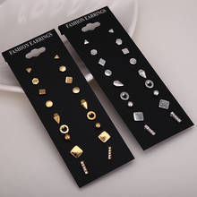 Geometric Stud Earrings Set For Women Fashion Jewelry Earring Gold Hypoallergenic 9 Pair/lot 2024 - buy cheap