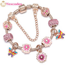 2020 temperament daisy flower Charms Bracelets For Women DIY Color Butterfly Pendant Fine Bangles Female Bracelet Jewelry Gifts 2024 - buy cheap