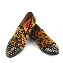 XQWFH New Fashion Leopard Shoes Men'S Breathable Party And Wedding Italian Handmade Loafers 2024 - buy cheap