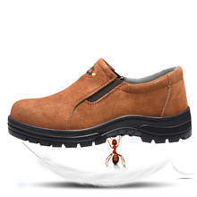 Мужские защитные ботинки, Нескользящие непробиваемые рабочие ботинки со стальным носком, дышащие теплые ботинки из бычьей замши, мужские кроссовки 2024 - купить недорого