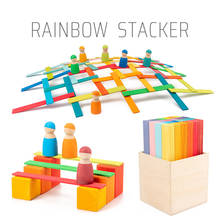 Rainbow Stacker Basswood Colored Da Vinci Bridge 100 Pieces Children's Educational Toys Balanced Assembling Building Blocks 2024 - buy cheap