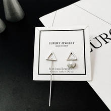 Brincos triangulares de prata esterlina 100%, brincos com parafuso triângulo e assimetria para mulheres, acessórios de joias para casamento, 925 2024 - compre barato