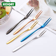 6Pcs Stainless Steel Fruit Dessert Cake Fork Multiple Use Two-tine Snack Cafeteria Cocktail Fork Home Kitchen Tableware Flatware 2024 - buy cheap