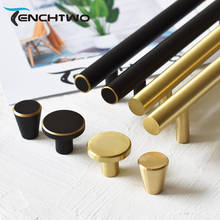 TENCHTWO T Bar Solid Copper Brass Handles Furniture Wardrobe Dresser Cupboard Cabinet Drawer Knobs Black/Gold Pulls Hardware 2024 - buy cheap
