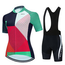 Salexo conjunto feminino de ciclismo, camiseta e bermuda de verão para meninas bicicleta e mtb, roupa esportiva 2024 - compre barato