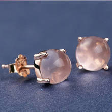 Clássico 925 brincos de prata esterlina menina moda jóias romântico redondo rosa cristal ouro rosa brinco presentes de noivado 2024 - compre barato