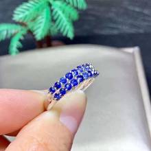 Anillo de plata de ley 100% con zafiro azul, joyería fina hecha a mano, 925 Natural 2024 - compra barato