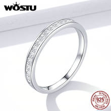 Wostu cintilante zircão anel 100% 925 prata esterlina casamento anéis de noivado para mulheres moda aniversário jóias presente ctr113 2024 - compre barato