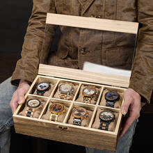 Bobo bird caixa de relógio de pulso de madeira, decoração de caixa para relógio com 8 espaços e almofada, caixa de jóias e relógio de pulso 2024 - compre barato