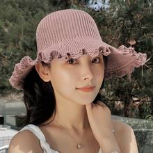 Sombrero de visera plegable para mujer, gorro de playa de ala ancha y grande, con protección UV, para verano 2024 - compra barato