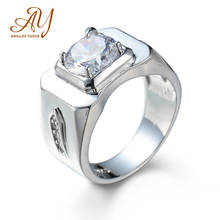 Anillos yuzuk anel de prata esterlina 925, anel de casamento, de alta qualidade, quadrado, com cz, joia para homens, de noivado 2024 - compre barato