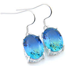 Supply Egg-shaped Colorful Gradient Copper Silver Plated Tourmaline Drop Earrings Wish EBAY Jewelry 2024 - buy cheap