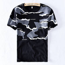 Camiseta de lino de marca italiana para hombre, a la moda camiseta cómoda, informal, de camuflaje, negra, nuevo diseño 2024 - compra barato