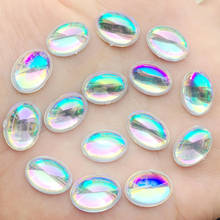 Strass em acrílico transparente de 10*14mm, cristais de forma oval, 30 peças, glitter com parte traseira lisa para pedra de joalheria diy s170 2024 - compre barato