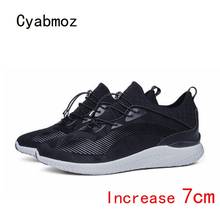 Cyabmoz verão homens tênis casuais sapatos de elevador respirável malha altura incrementar sapatos 7 cm ao ar livre preto azul lazer homem sapato 2024 - compre barato