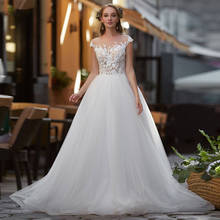 Korean Vintage Wedding Dress 2021 Cap Sleeve Lace Wedding Gowns Princess Bruidsjurken Plus Size Bridal Dresses Robe de Mariage 2024 - buy cheap
