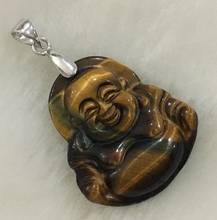 Free shipping  unsex hand carving 100% natural tiger eye stone buddha statue lucky Pendant 2024 - buy cheap
