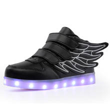 Zapatos con luz Led para niños y niñas, zapatillas luminosas con carga USB, informales, color negro y rojo, con gancho y bucle, 2018 2024 - compra barato
