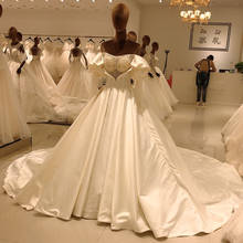 SL8040 wedding gowns plus size bride dress robe vintage satin wedding dress 2020 a line robe mariage femme vestidos de casamento 2024 - buy cheap