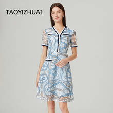 TAOYIZHUAI-vestido de encaje de nicho francés para mujer, vestido grande y nuevo de verano con cintura delgada y manga corta 2024 - compra barato