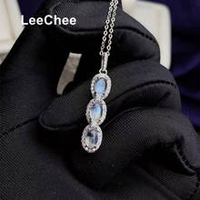Moonstone Pendant Natural 4*6mm 3 Pieces Gemstones Necklace for Women Anniversary Gift Real 925 Sterling Silver Fine Jewelry 2024 - buy cheap