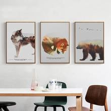 Bear Box Wolf Forest Snow Mountain Landscape Animal Wall Art Canvas Print Painting Poster Decoration Picture Home Decor 2024 - buy cheap