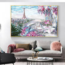 Flores coloridas abstractas 100%, pintura al óleo pintada a mano sobre lienzo, pintura de arte de pared de paisaje moderno para decoración del hogar de dormitorio 2024 - compra barato