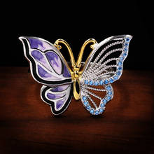 Модное Элегантное кольцо с ажурным рисунком бабочки, красочные драгоценные камни, свадебное кольцо с кристаллами, ювелирные изделия на годовщину, подарок на день рождения и Рождество 2024 - купить недорого