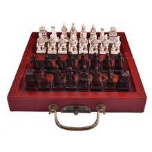 Terracotta Warriors Chess Retro Small Chess Set Dynasty Chinese Wooden Chessboard Puzzle Chess Board Game Birthday Gift 2024 - buy cheap