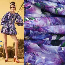 Purple Sunflower Printed Cotton Fabric Brand Fashion Shirt Dress Polyester Handmade DIY Sew Fabrics Wholesale Cloth Per Meter 2024 - buy cheap